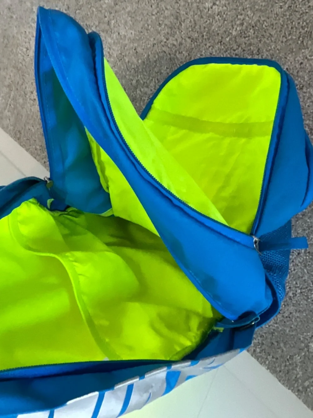 Nike Max Air Nylon Backpack Royal Blue Neon Yellow Large Multi Pocket GC